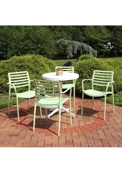 Flash Sale 🥰 Astana Plastic 5-Piece Patio Dining Table and Chairs Set - Green by Sunnydaze Decor ✔️