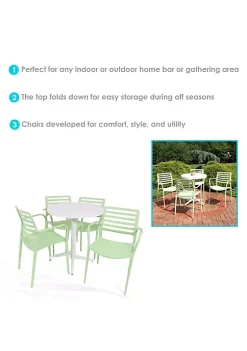 Flash Sale 🥰 Astana Plastic 5-Piece Patio Dining Table and Chairs Set - Green by Sunnydaze Decor ✔️ -Sunnydaze Decor Shop Belk 4029