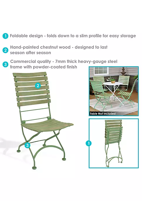 Flash Sale ❤️ Cafe Couleur Chestnut Folding Bistro Chair - Green - Set of 4 by Sunnydaze Decor 💯 6 Flash Sale ❤️ Cafe Couleur Chestnut Folding Bistro Chair - Green - Set of 4 by Sunnydaze Decor 💯 - Image 4