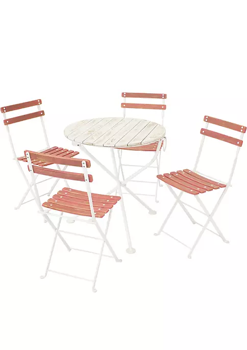 Budget 🛒 Classic Cafe Chestnut Wood 5-Piece Folding Bistro Set - Pink by Sunnydaze Decor 🌟 4 Budget 🛒 Classic Cafe Chestnut Wood 5-Piece Folding Bistro Set - Pink by Sunnydaze Decor 🌟 - Image 2