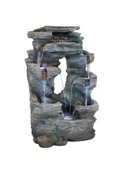 Hot Sale 🎉 Dual Cascading Rock Waterfall Fountain with LED Lights - 39 in by Sunnydaze Decor ⭐ -Sunnydaze Decor Shop Belk 4050