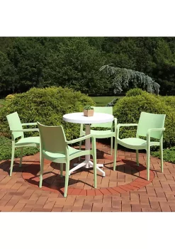 Buy ❤️ Landon Plastic 5-Piece Patio Dining Table and Chairs Set - Green by Sunnydaze Decor 😍