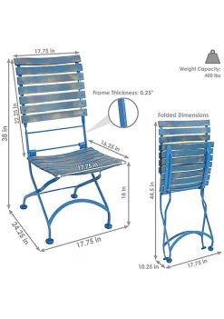 Hot Sale 🔔 Cafe Couleur Chestnut Folding Bistro Chair - Blue - Set of 4 by Sunnydaze Decor ✨ -Sunnydaze Decor Shop Belk 4082