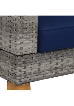 Top 10 ⭐ Clifdon Rattan and Acacia 4-Piece Patio Conversation Set - Blue by Sunnydaze Decor ✨ -Sunnydaze Decor Shop Belk 4092