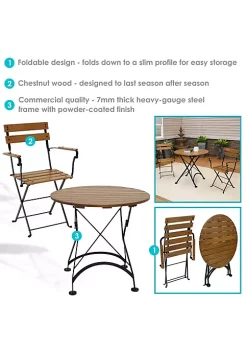 Discount 🛒 Basic European Chestnut 3-Piece Patio Bistro Table and Chairs Set by Sunnydaze Decor ⌛ -Sunnydaze Decor Shop Belk 4105
