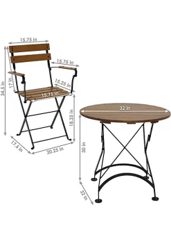 Discount 🛒 Basic European Chestnut 3-Piece Patio Bistro Table and Chairs Set by Sunnydaze Decor ⌛ -Sunnydaze Decor Shop Belk 4106
