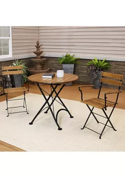 Discount 🛒 Basic European Chestnut 3-Piece Patio Bistro Table and Chairs Set by Sunnydaze Decor ⌛ -Sunnydaze Decor Shop Belk 4107