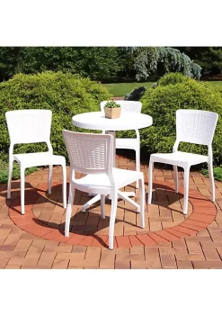 Top 10 🔥 Hewitt Plastic 5-Piece Dining Table and Chairs Set - White by Sunnydaze Decor 🥰 -Sunnydaze Decor Shop Belk 4113