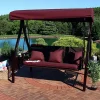 Best reviews of 🛒 3-Person Steel Patio Swing Bench with Side Tables/Canopy - Maroon by Sunnydaze Decor 🔔