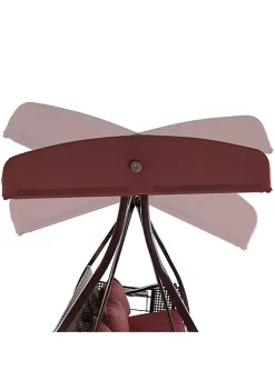 Best reviews of 🛒 3-Person Steel Patio Swing Bench with Side Tables/Canopy - Maroon by Sunnydaze Decor 🔔 -Sunnydaze Decor Shop Belk 4147