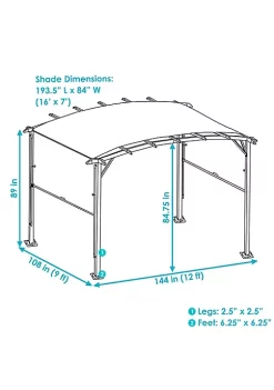Promo ✔️ 9 ft x 12 ft Metal Arched Pergola with Retractable Canopy - Tan by Sunnydaze Decor 🛒 -Sunnydaze Decor Shop Belk 4154