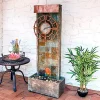 Best deal 🔥 Slate/Copper Clock Waterfall Fountain with LED Lights - 49 in by Sunnydaze Decor 💯 -Sunnydaze Decor Shop Belk 4166