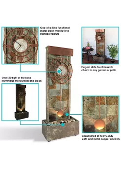 Best deal 🔥 Slate/Copper Clock Waterfall Fountain with LED Lights - 49 in by Sunnydaze Decor 💯 -Sunnydaze Decor Shop Belk 4168