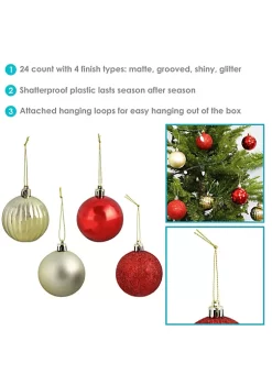 Top 10 ❤️ Merry Medley 24-Piece Plastic Ornament Set - 60 mm - Red/Gold by Sunnydaze Decor ❤️ -Sunnydaze Decor Shop Belk 418