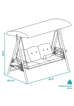 Outlet 🎁 3-Person Steel Patio Swing Bench with Side Tables/Canopy - Brown by Sunnydaze Decor 🔥 -Sunnydaze Decor Shop Belk 4185