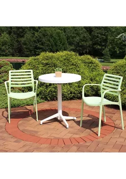 Top 10 🧨 Astana Plastic 3-Piece Patio Dining Table and Chairs Set - Green by Sunnydaze Decor 👍