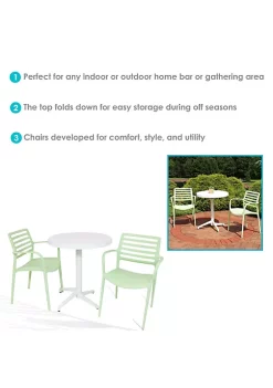 Top 10 🧨 Astana Plastic 3-Piece Patio Dining Table and Chairs Set - Green by Sunnydaze Decor 👍 -Sunnydaze Decor Shop Belk 4196