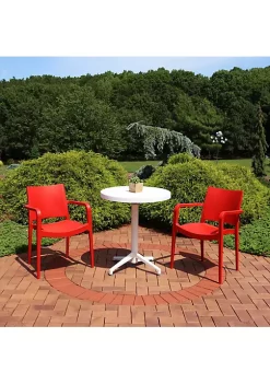 Best reviews of ✔️ Landon Plastic 3-Piece Patio Dining Table and Chairs Set - Red by Sunnydaze Decor ❤️