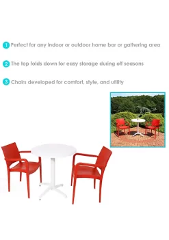 Best reviews of ✔️ Landon Plastic 3-Piece Patio Dining Table and Chairs Set - Red by Sunnydaze Decor ❤️ -Sunnydaze Decor Shop Belk 4214