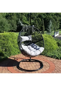Best deal 😉 Resin Wicker Hanging Egg Chair with Steel Stand/Cushion - Gray by Sunnydaze Decor ⌛ -Sunnydaze Decor Shop Belk 4221