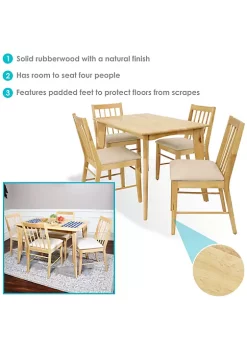 Wholesale 😍 James 5-Piece Wooden Dining Table and Chairs Set - Natural by Sunnydaze Decor 😍 -Sunnydaze Decor Shop Belk 4225