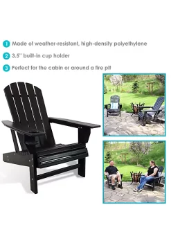 Discount ⌛ Lake Style Adirondack Chair with Cup Holder - Black - Set of 2 by Sunnydaze Decor ❤️ -Sunnydaze Decor Shop Belk 4236