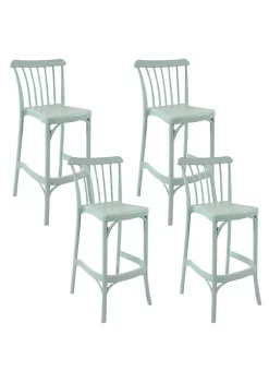 Outlet 😀 Woodway Plastic Patio Bar Stool Chair - Nile Green - Set of 4 by Sunnydaze Decor ⭐ -Sunnydaze Decor Shop Belk 4240