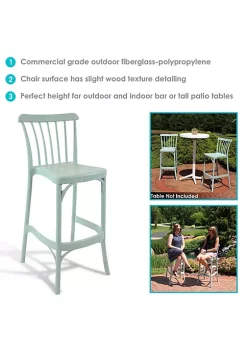Outlet 😀 Woodway Plastic Patio Bar Stool Chair - Nile Green - Set of 4 by Sunnydaze Decor ⭐ -Sunnydaze Decor Shop Belk 4242