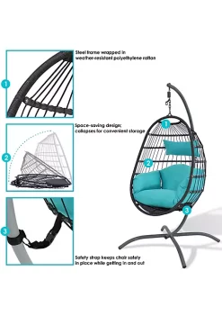 Hot Sale โ Resin Wicker Hanging Egg Chair with Steel Stand/Cushions - Blue by Sunnydaze Decor ๐ 11 Hot Sale โ Resin Wicker Hanging Egg Chair with Steel Stand/Cushions - Blue by Sunnydaze Decor ๐ -Sunnydaze Decor Shop Belk 4253