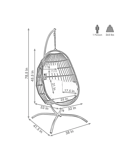 Hot Sale โ Resin Wicker Hanging Egg Chair with Steel Stand/Cushions - Blue by Sunnydaze Decor ๐ 7 Hot Sale โ Resin Wicker Hanging Egg Chair with Steel Stand/Cushions - Blue by Sunnydaze Decor ๐ - Image 5