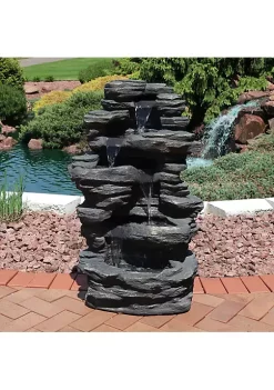 Hot Sale 😍 Rock Falls Electric Waterfall Fountain with LED Lights - 39 in by Sunnydaze Decor 👏 -Sunnydaze Decor Shop Belk 4267