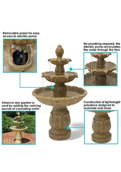 Coupon 👍 Classic Tulip Polystone Outdoor 3-Tier Fountain - Stone by Sunnydaze Decor ✨ -Sunnydaze Decor Shop Belk 4277