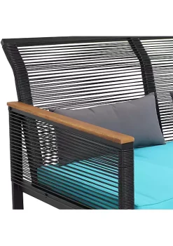 Buy 🔥 Coachford Rattan 4-Piece Patio Furniture Set - Blue Cushions by Sunnydaze Decor 😍 -Sunnydaze Decor Shop Belk 4296