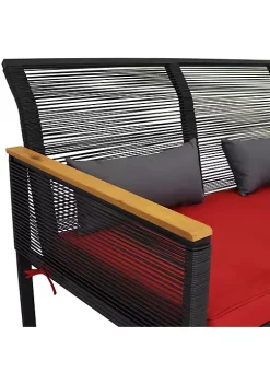 Cheap ⭐ Coachford Rattan 4-Piece Patio Furniture Set - Red Cushions by Sunnydaze Decor ✔️ -Sunnydaze Decor Shop Belk 4302