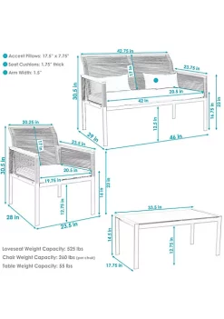 Cheap ⭐ Coachford Rattan 4-Piece Patio Furniture Set - Red Cushions by Sunnydaze Decor ✔️ -Sunnydaze Decor Shop Belk 4304