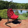Promo ❤️ Resin Wicker Hanging Egg Chair with Steel Stand/Cushions - Red by Sunnydaze Decor ✨ -Sunnydaze Decor Shop Belk 4306