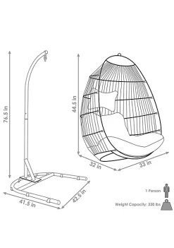 Promo ⌛ Resin Wicker Hanging Egg Chair with Steel Stand/Cushions - Blue by Sunnydaze Decor ✔️ -Sunnydaze Decor Shop Belk 4314