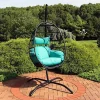 Brand new 😉 Resin Wicker Hanging Egg Chair with Steel Stand/Cushion - Teal by Sunnydaze Decor 💯 -Sunnydaze Decor Shop Belk 4316