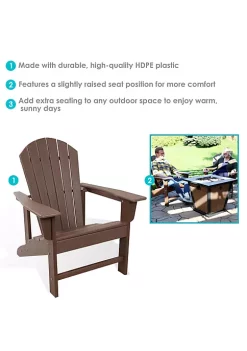 Buy 🛒 Upright HDPE Raised Outdoor Adirondack Chair - Brown - Set of 2 by Sunnydaze Decor 🎁 -Sunnydaze Decor Shop Belk 4328