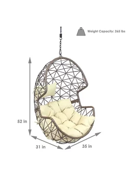 Discount 👏 Beige Resin Wicker Basket Hanging Egg Chair with Cushions - Beige by Sunnydaze Decor ✔️ -Sunnydaze Decor Shop Belk 4340