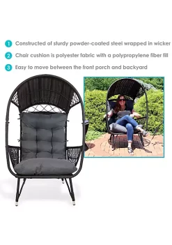 Cheapest 🔔 Shaded Comfort Wicker Outdoor Basket Chair with Cushion - Gray by Sunnydaze Decor ⌛ -Sunnydaze Decor Shop Belk 4363