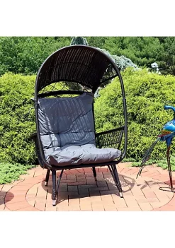 Cheapest 🔔 Shaded Comfort Wicker Outdoor Basket Chair with Cushion - Gray by Sunnydaze Decor ⌛ -Sunnydaze Decor Shop Belk 4365