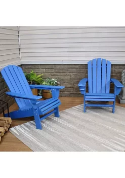 Flash Sale ❤️ Sunnydaze All-Weather Blue Outdoor Adirondack Chair with Drink Holder - Set of 2 by Sunnydaze Decor 🤩
