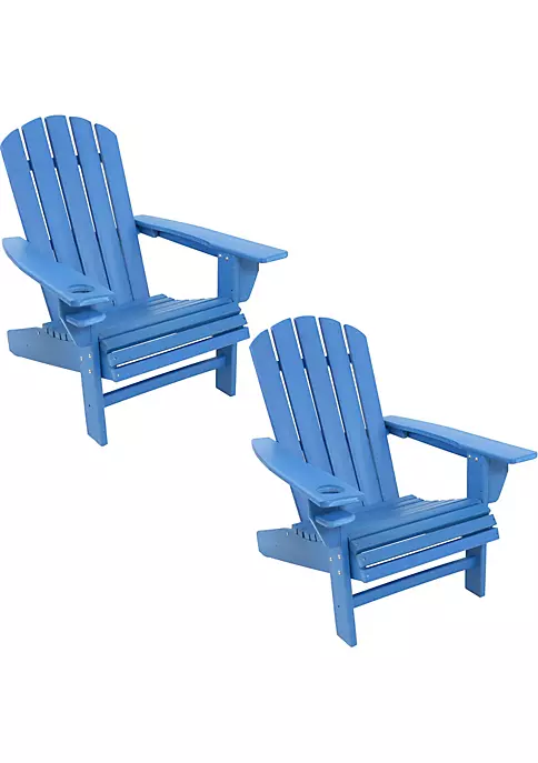 Flash Sale ❤️ Sunnydaze All-Weather Blue Outdoor Adirondack Chair with Drink Holder - Set of 2 by Sunnydaze Decor 🤩 4 Flash Sale ❤️ Sunnydaze All-Weather Blue Outdoor Adirondack Chair with Drink Holder - Set of 2 by Sunnydaze Decor 🤩 - Image 2