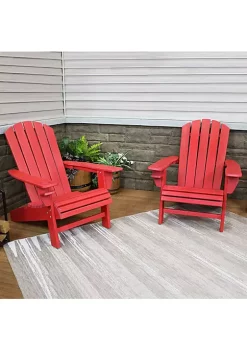 Promo 🧨 Sunnydaze All-Weather Red Outdoor Adirondack Chair with Drink Holder - Set of 2 by Sunnydaze Decor ❤️