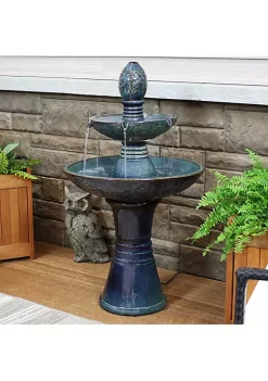 Best deal ๐คฉ Double Tier Ceramic Outdoor 2-Tier Water Fountain with Lights by Sunnydaze Decor ๐