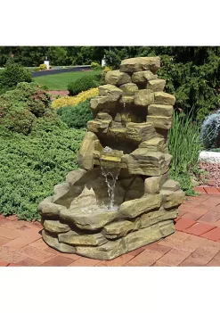 Best reviews of 🤩 Fiberglass Electric Outdoor Stone Waterfall Fountain - 37 in by Sunnydaze Decor 🔔 -Sunnydaze Decor Shop Belk 4458