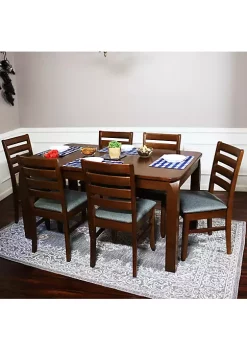 Promo 💯 Dorian 7-Piece Wooden Dining Table and Chairs Set - Dark Walnut by Sunnydaze Decor 💯