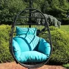 Wholesale 🤩 Resin Wicker Hanging Egg Chair with Polyester Cushions - Blue by Sunnydaze Decor 🤩 -Sunnydaze Decor Shop Belk 4535