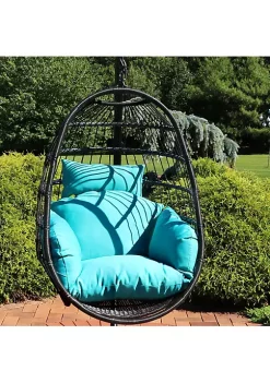 Wholesale 🤩 Resin Wicker Hanging Egg Chair with Polyester Cushions - Blue by Sunnydaze Decor 🤩 -Sunnydaze Decor Shop Belk 4540